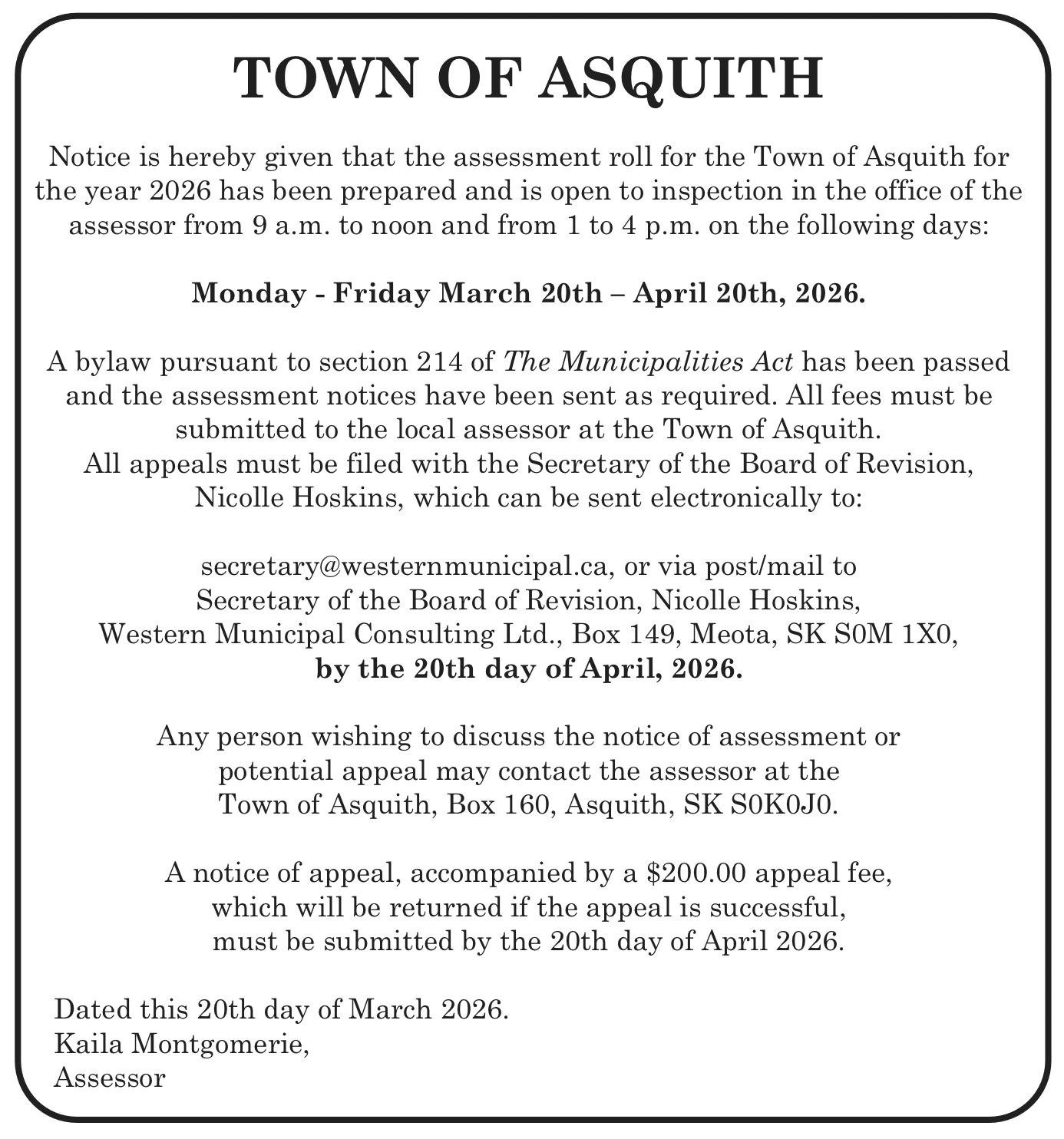 Assessment Notice RM Review 2026